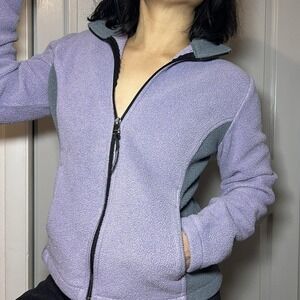 Vintage 90s Campmor Outdoor‎ Jacket Medium Pocket Fleece USA Made Lavender Grey